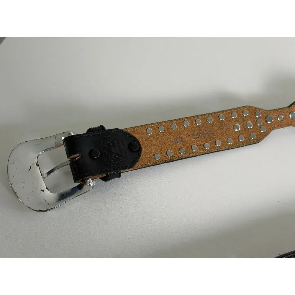 Tony Lama Rhinestones Crystal Black SZ 30 Leather Belt C50363 Western Style